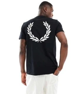 Fred Perry Rear Powder Laurel T-shirt In Black For Men -Modish Men Wear 206692539 1 black 1