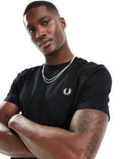 Fred Perry Rear Powder Laurel T-shirt In Black For Men -Modish Men Wear 206692539 2