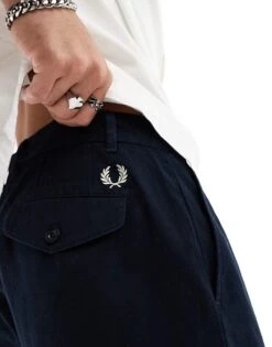 Fred Perry Wide Leg Woven Shorts In Navy For Men -Modish Men Wear 206812354 3