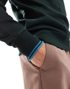 Fred Perry Crew Neck Sweatshirt In Forest Green For Men -Modish Men Wear 207013144 3