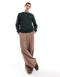 Fred Perry Crew Neck Sweatshirt In Forest Green For Men -Modish Men Wear 207013144 4