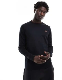 Fred Perry Twin Tipped Long Sleeve T-shirt In Black For Men -Modish Men Wear 207013176 1 black 1