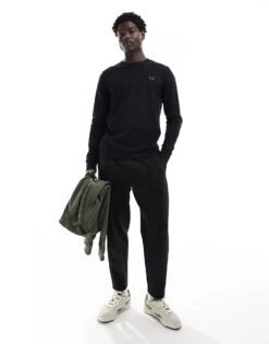 Fred Perry Twin Tipped Long Sleeve T-shirt In Black For Men -Modish Men Wear 207013176 3