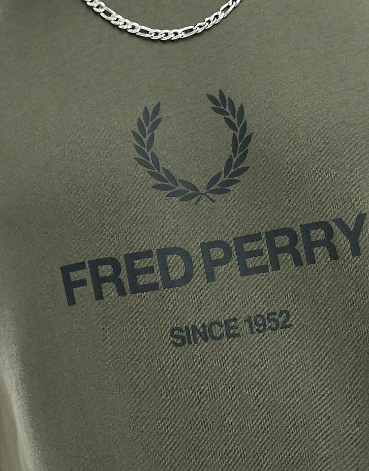 Fred Perry Graphic T-shirt In Khaki Green For Men 4 Fred Perry Graphic T-shirt In Khaki Green For Men - Image 2