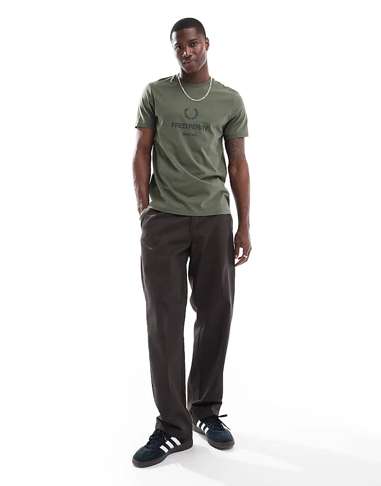 Fred Perry Graphic T-shirt In Khaki Green For Men 6 Fred Perry Graphic T-shirt In Khaki Green For Men - Image 4