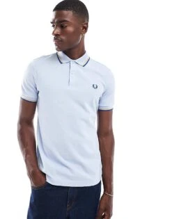 Fred Perry Twin Tipped Polo Shirt In Light Blue For Men