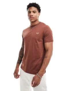 Fred Perry Ringer T-shirt In Clay Brown For Men