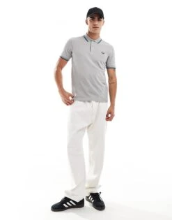 Fred Perry Twin Tipped Polo Shirt In Light Beige For Men Grey -Modish Men Wear 207013248 3