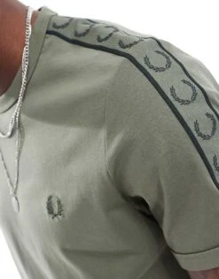 Fred Perry Contrast Taped T-shirt In Khaki Green For Men -Modish Men Wear 207013264 3