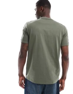 Fred Perry Contrast Taped T-shirt In Khaki Green For Men -Modish Men Wear 207013264 4