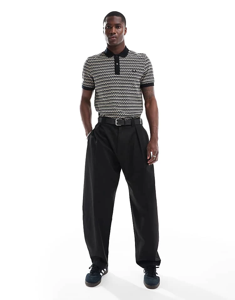 Fred Perry Polo Shirt In Horiztonal Zig Zag Stripe For Men Multi 6 Fred Perry Polo Shirt In Horiztonal Zig Zag Stripe For Men Multi - Image 4