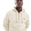 Fred Perry Half Zip Pullover Hoodie In Light Beige For Men 1 Fred Perry Half Zip Pullover Hoodie In Light Beige For Men -Modish Men Wear 207013303 1 beige