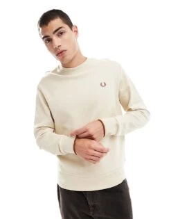 Fred Perry Crew Neck Sweatshirt In Light Beige For Men -Modish Men Wear 207013311 1 beige 1
