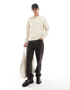 Fred Perry Crew Neck Sweatshirt In Light Beige For Men -Modish Men Wear 207013311 4