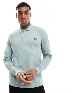 Fred Perry Long Sleeved Polo Shirt In Light Blue For Men -Modish Men Wear 207013319 1 blue 1