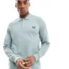 Fred Perry Long Sleeved Polo Shirt In Light Blue For Men