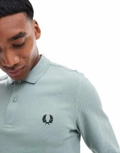 Fred Perry Long Sleeved Polo Shirt In Light Blue For Men -Modish Men Wear 207013319 3