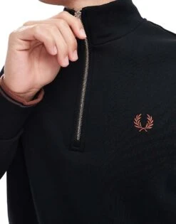 Fred Perry Half Zip Sweatshirt In Black For Men -Modish Men Wear 207013327 3