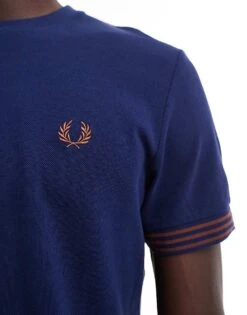 Fred Perry T-shirt In Navy With Contrast Cuff For Men -Modish Men Wear 207013335 3