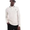 Fred Perry Twin Tipped Long Sleeve Polo Shirt In Off White For Men -Modish Men Wear 207013383 1 white