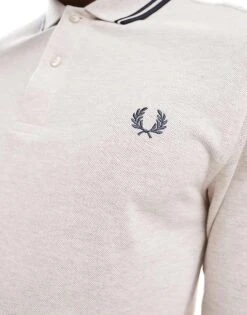 Fred Perry Twin Tipped Long Sleeve Polo Shirt In Off White For Men -Modish Men Wear 207013383 2