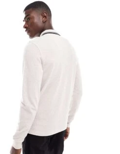 Fred Perry Twin Tipped Long Sleeve Polo Shirt In Off White For Men -Modish Men Wear 207013383 4