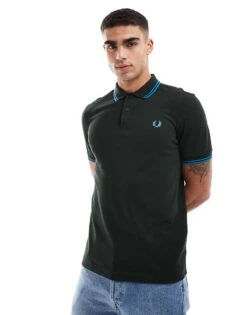 Fred Perry Twin Tipped Polo Shirt In Dark Green For Men -Modish Men Wear 207013423 1 green 1