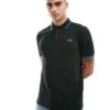 Fred Perry Twin Tipped Polo Shirt In Dark Green For Men