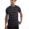 Fred Perry Striped T-shirt In Navy And Brown For Men
