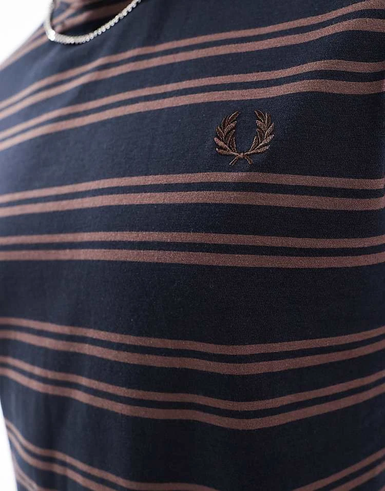 Fred Perry Striped T-shirt In Navy And Brown For Men 4 Fred Perry Striped T-shirt In Navy And Brown For Men - Image 2