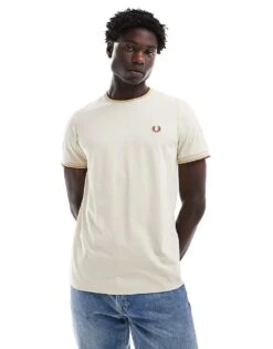 Fred Perry Twin Tipped T-shirt In Beige For Men -Modish Men Wear 207013471 1 beige 1