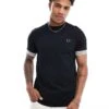 Fred Perry T-shirt In Black With Contrast Cuff For Men