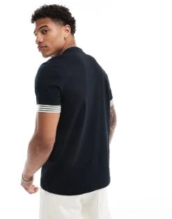Fred Perry T-shirt In Black With Contrast Cuff For Men -Modish Men Wear 207013520 2