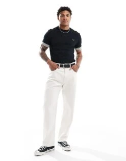 Fred Perry T-shirt In Black With Contrast Cuff For Men -Modish Men Wear 207013520 3