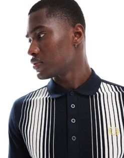 Fred Perry Polo Shirt In Navy With Vertical Ombre Stripes For Men -Modish Men Wear 207013536 4