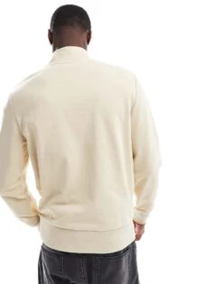 Fred Perry Half Zip Sweatshirt In Light Beige For Men -Modish Men Wear 207013583 4
