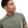 Fred Perry Embroidered T-shirt In Khaki Green For Men