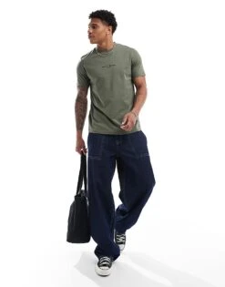 Fred Perry Embroidered T-shirt In Khaki Green For Men -Modish Men Wear 207013591 3