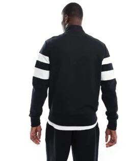 Fred Perry Tipped Half Zip Sweatshirt In Black For Men -Modish Men Wear 207013599 4