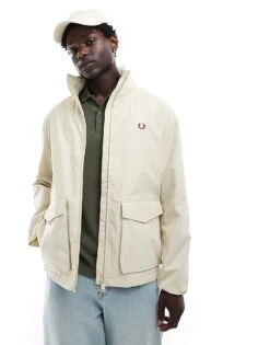 Fred Perry Patch Pocket Sports Jacket In Light Beige For Men -Modish Men Wear 207017057 4