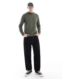 Fred Perry Boucle Laurel Wreath Knitted Jumper In Khaki Green For Men -Modish Men Wear 207017059 3