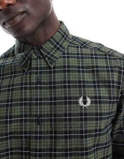 Fred Perry Tartan Oxford Shirt In Green And Black For Men 9 Fred Perry Tartan Oxford Shirt In Green And Black For Men -Modish Men Wear 207017086 3