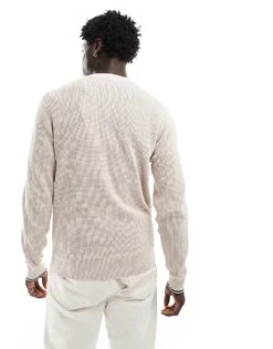 Fred Perry Waffle Stitch Knitted Jumper In Off White For Men -Modish Men Wear 207017124 4
