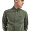Fred Perry Long Sleeve Oxford Shirt In Khaki Green For Men -Modish Men Wear 207017142 1 green