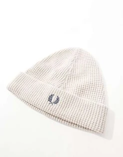 Fred Perry Unisex Waffle Knit Beanie In Off White For Unisex -Modish Men Wear 207017143 3