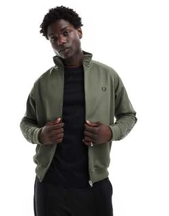 Fred Perry Co-ord Taped Track Jacket In Green With Contrast Trim For Men -Modish Men Wear 207017160 1 green 1