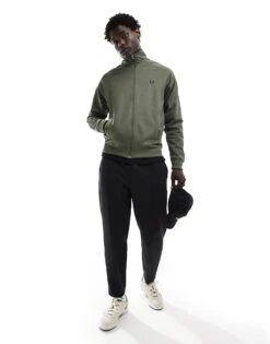 Fred Perry Co-ord Taped Track Jacket In Green With Contrast Trim For Men -Modish Men Wear 207017160 3