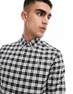 Fred Perry Tartan Oxford Shirt In Beige And Black For Men -Modish Men Wear 207017162 1 beige 1