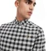 Fred Perry Tartan Oxford Shirt In Beige And Black For Men