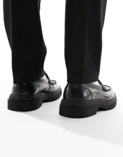 Fred Perry Unisex Chain Leather Loafers In Black For Men -Modish Men Wear 207017174 4